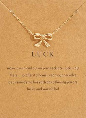 Tiny Bow "Luck" Necklace