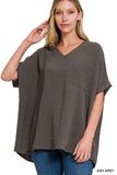 Ash Grey Oversized Ribbed Top