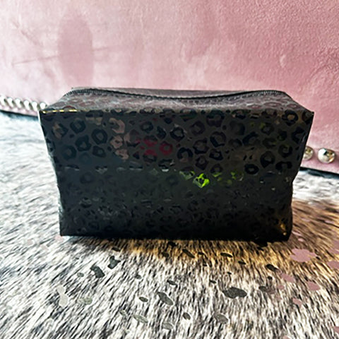 Black Leopard Makeup Bag