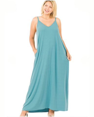 Summer Vaca Dusty Teal Dress - PLUS