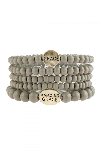 Gray "Grace" Wood Bracelet Set