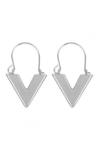 Silver "V" Hoop Earrings
