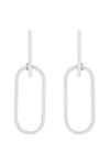 Silver Oval Dangle Drop Earrings