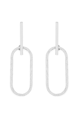 Silver Oval Dangle Drop Earrings